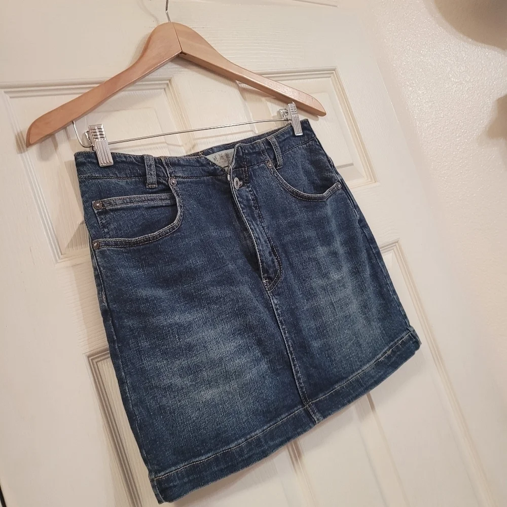 Free People We The Free Blue Denim Mini Skirt Size 28